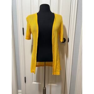 Joseph A. Daffodil Yellow Cardigan Medium | Open Knit Lightweight Layering